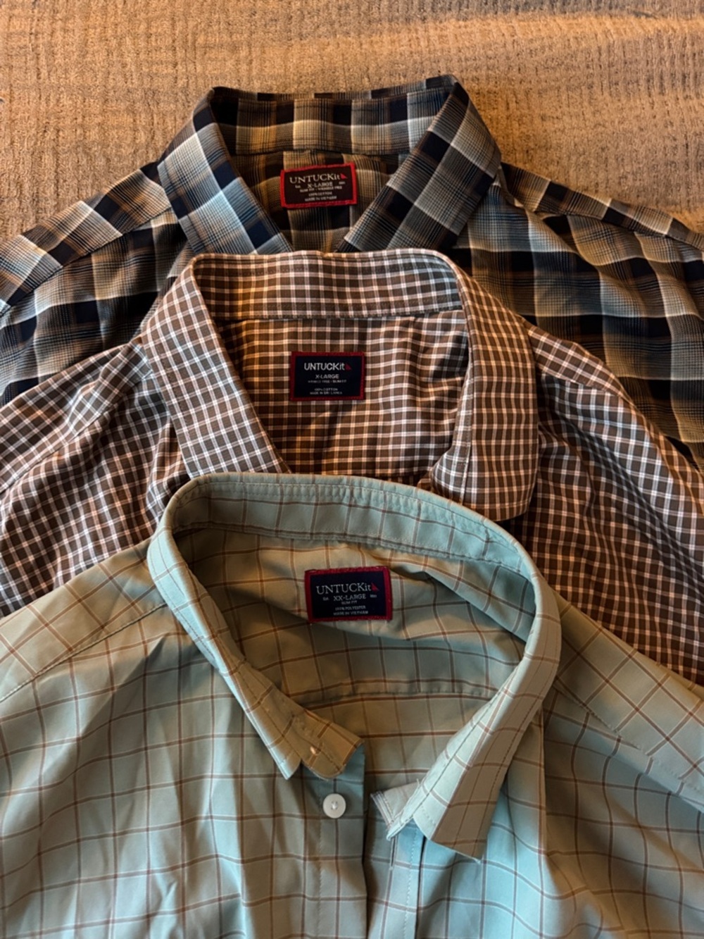 UNTUCKit Men's Sage Green Windowpane Button-Down Shirt - Bundle of 3